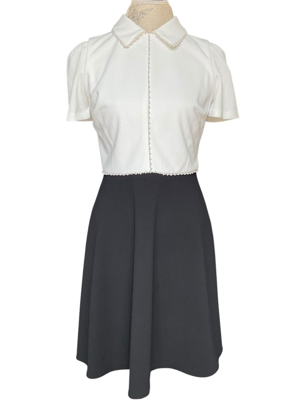 Karl Lagerfeld Faux Pearl Detail A-Line Dress Size 6 NWT